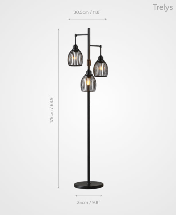 Trelys – Triple Pendant Floor Lamp of Poised Light