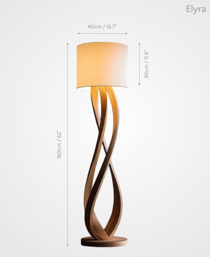 Elyra – Wooden Floor Lamp with Sculptural Flow