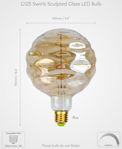 G125 Swirls Sculpted Glass LED Bulb