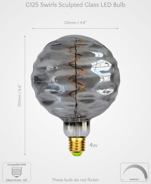 G125 Swirls Sculpted Glass LED Bulb