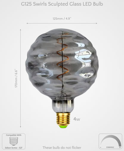 G125 Swirls Sculpted Glass LED Bulb