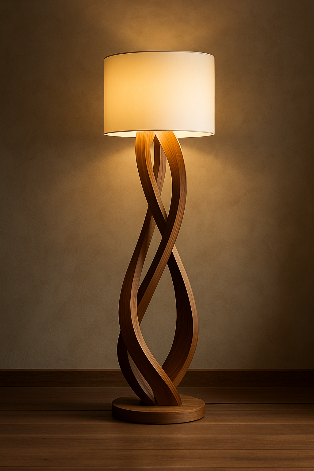 Elyra – Wooden Floor Lamp with Sculptural Flow