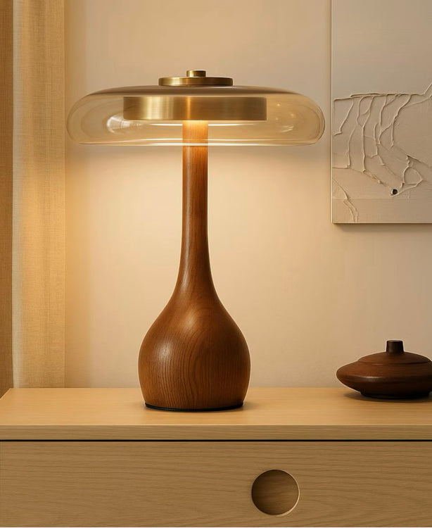 Serane – Wooden and Glass LED Lamp of Warm Clarity