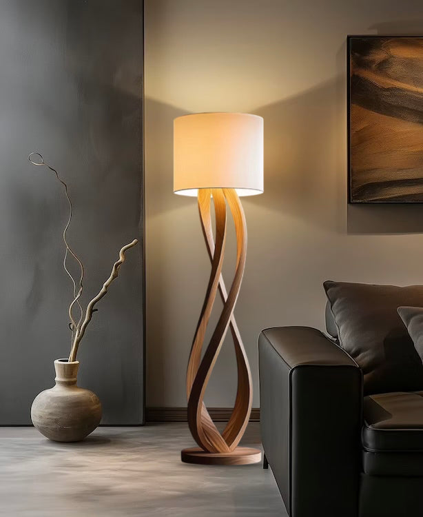 Elyra – Wooden Floor Lamp with Sculptural Flow
