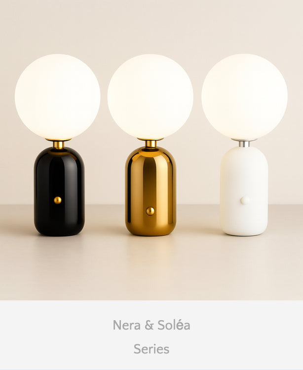Nera & Soléa – Sculptural Table Lamps Balancing Light and Shadow