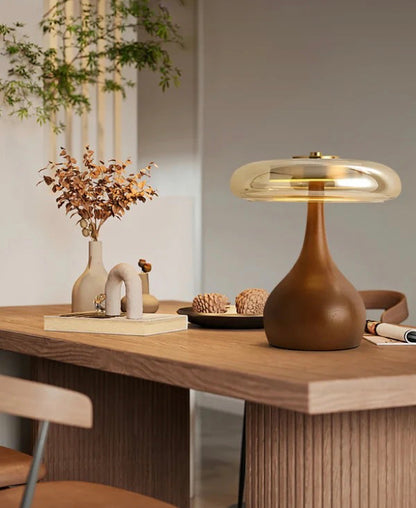 Serane – Wooden and Glass LED Lamp of Warm Clarity