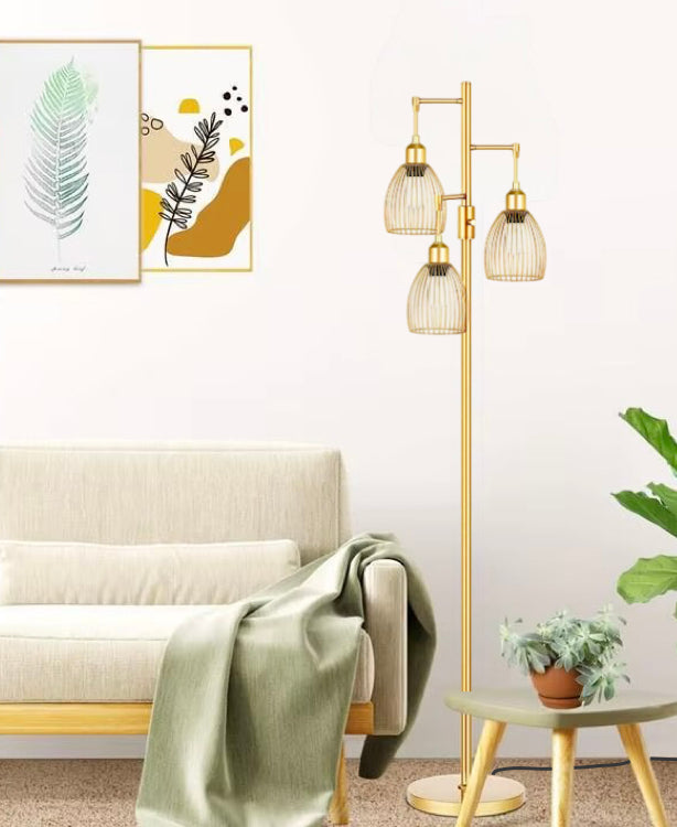 Trelys – Triple Pendant Floor Lamp of Poised Light