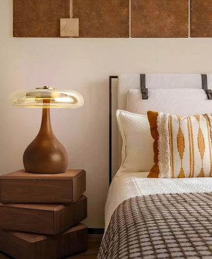 Serane – Wooden and Glass LED Lamp of Warm Clarity