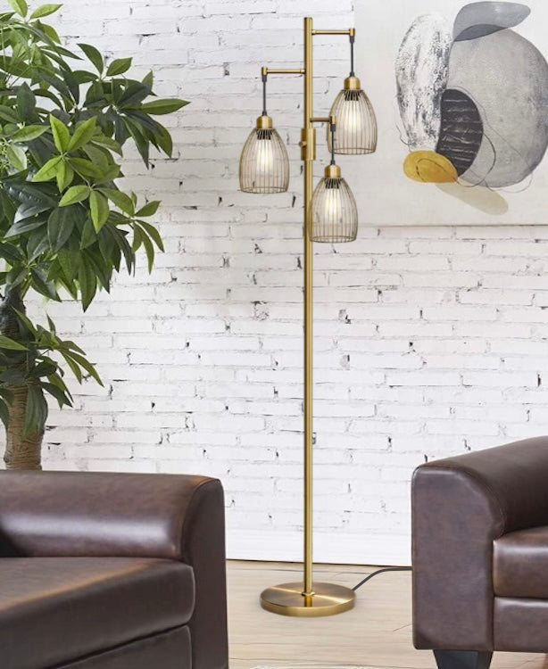 Trelys – Triple Pendant Floor Lamp of Poised Light