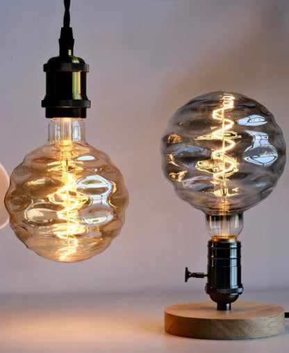 G125 Swirls Sculpted Glass LED Bulb