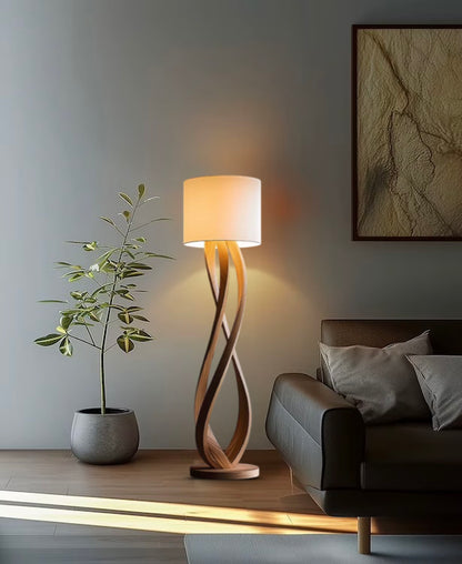 Elyra – Wooden Floor Lamp with Sculptural Flow