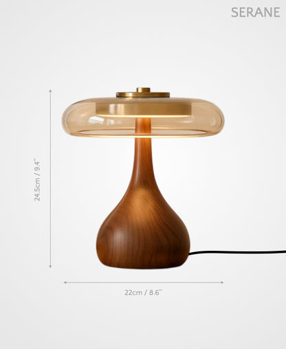 Serane – Wooden and Glass LED Lamp of Warm Clarity