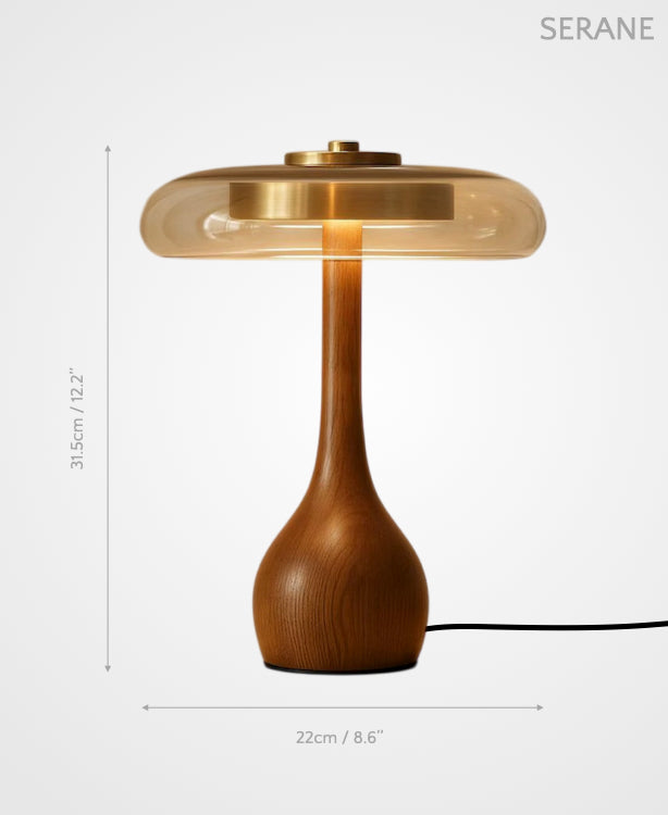 Serane – Wooden and Glass LED Lamp of Warm Clarity