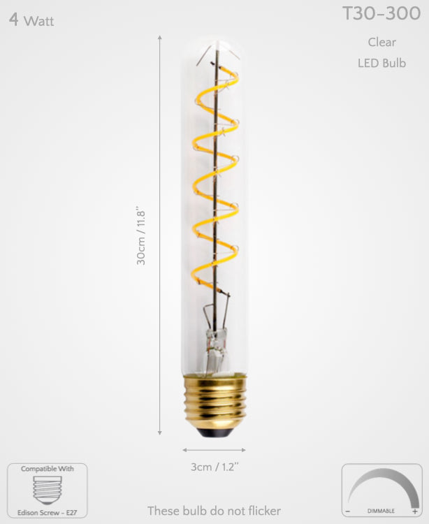 LED Bulb T30-185 & T30-300 Dimmable E27 4W