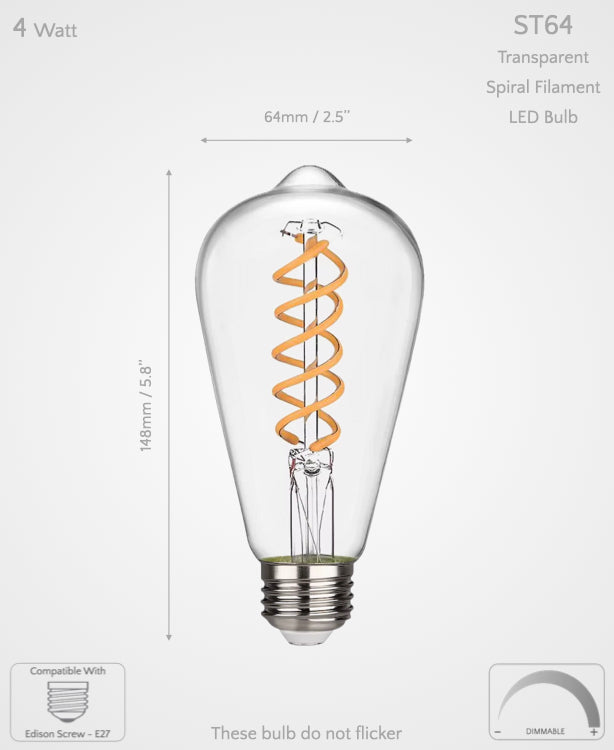 ST64 Dimmable LED Bulb E27 4W