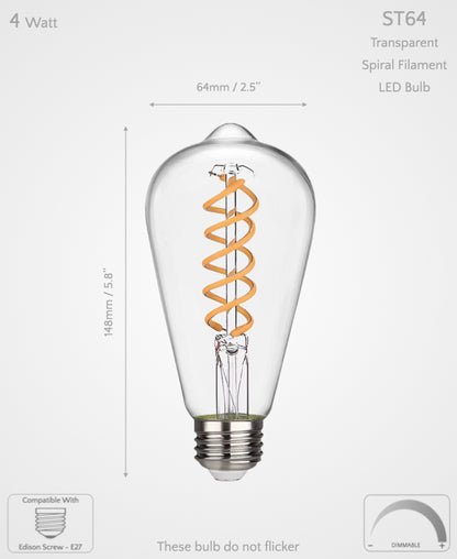ST64 Dimmable LED Bulb E27 4W