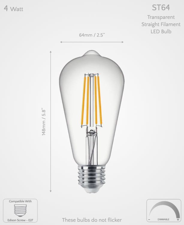 ST64 Dimmable LED Bulb E27 4W