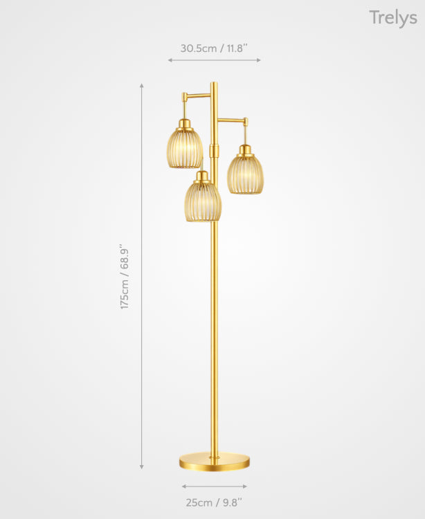 Trelys – Triple Pendant Floor Lamp of Poised Light