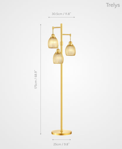 Trelys – Triple Pendant Floor Lamp of Poised Light